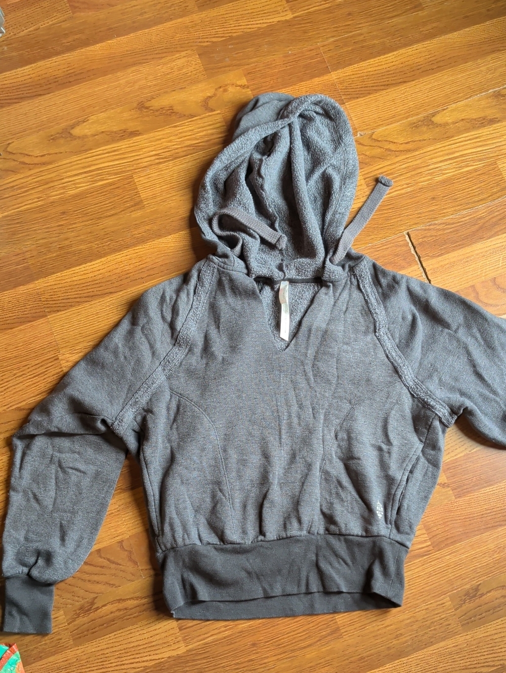 Free People Gray Hooded Pullover Sweater